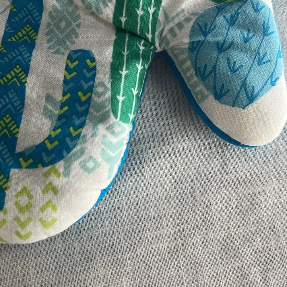 🌞 Mainstays oven mitt turquoise & green cactus over white Southwestern OS